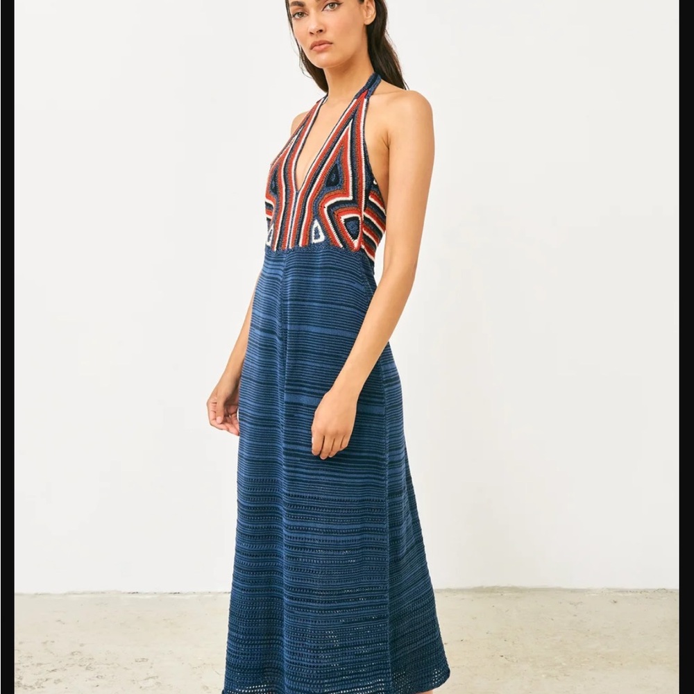 Rachel Comey Navy Maxi Dress with Red and White Bodice - Picture 5 of 11